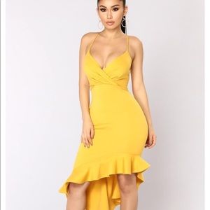 Yellow Fashion Nova Ruffle Dress